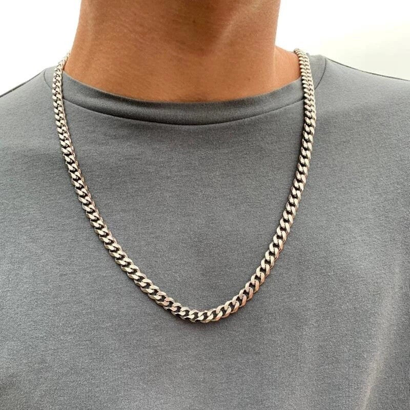 Cuban Chain Link Curb Necklace Men Women Punk Surgical Stainless Steel 2-15mm