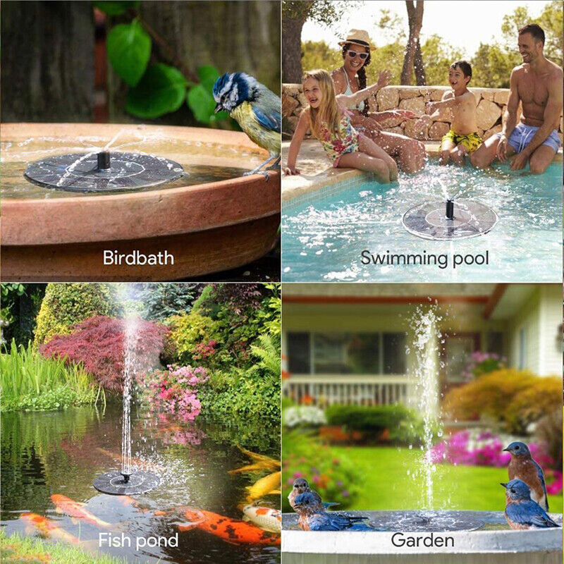 2022 Outdoor Solar Powered Floating Bird Bath Water Fountain Pump Garden Pond