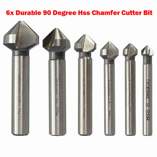 6pcs 3 Flutes 90 Degree Hss Chamfer Cutter Bit Chamfering Countersink Drill Bits
