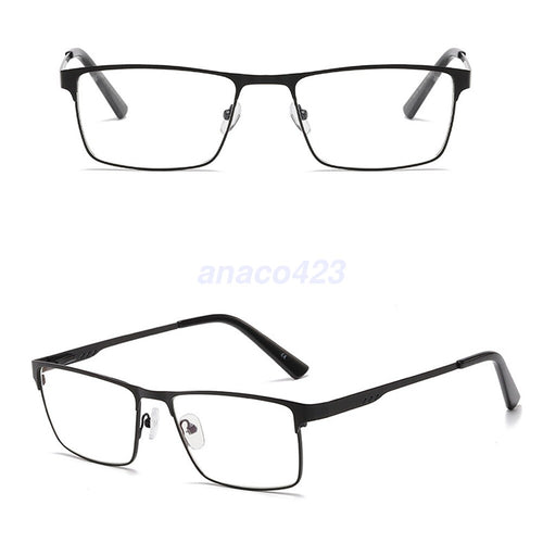 2PACK Men Square Metal Frame Spring Hinge Reading Glasses Eyeglasses +1.0 ~ 6.0