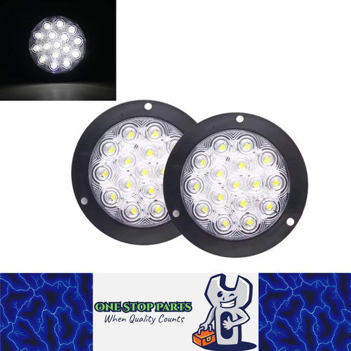 2 x 136mm White LED Round Reverse Lights 12V 24V Tail Lamp Truck Trailer Caravan