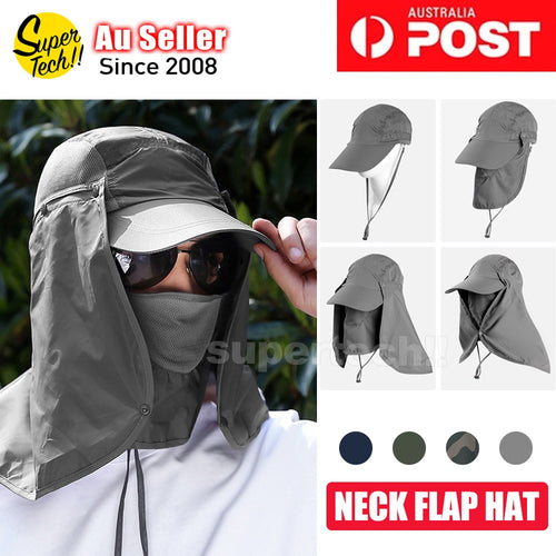 Mens Neck Flap Hat Wide Brim Cap Face Unisex Hiking Fishing UV Sun Protection