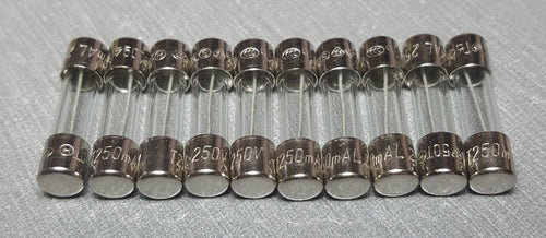 10Pcs 250mA Glass Fuse M205 5mm x 20mm Slow Blow T250mAL 250V AUSTRALUX
