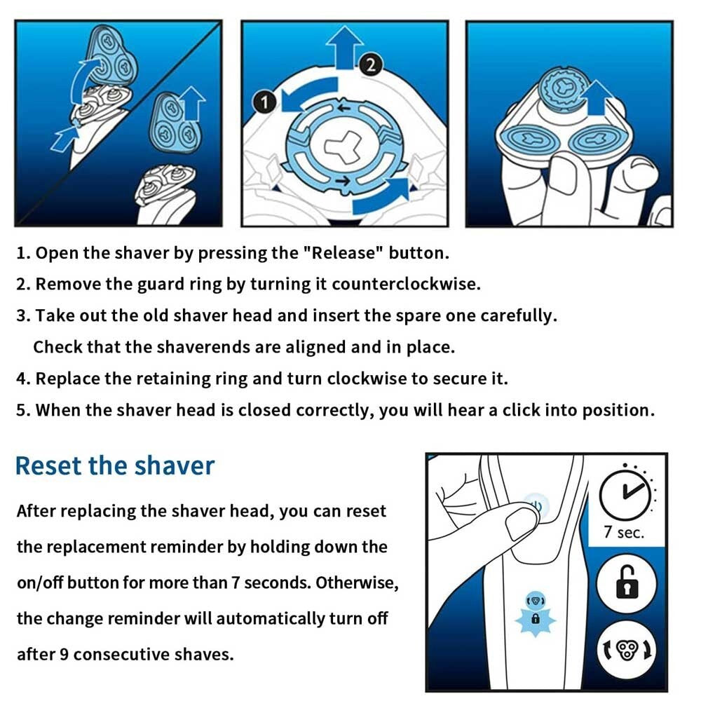 Compatible with Philips Shaver Series 7000 Wet and Dry Replacement Blade SH71 Head Blades