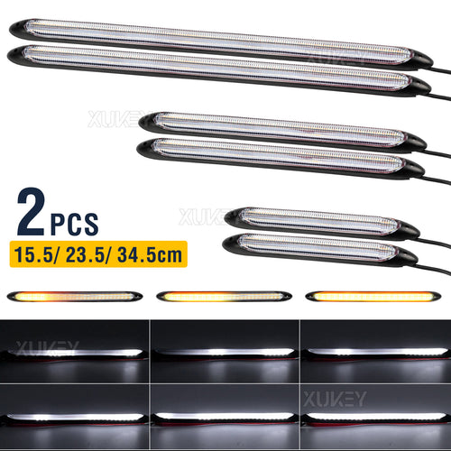 2x Car Sequential Tube Strip Turn Signal Indicator DRL Daytime Running LED Light