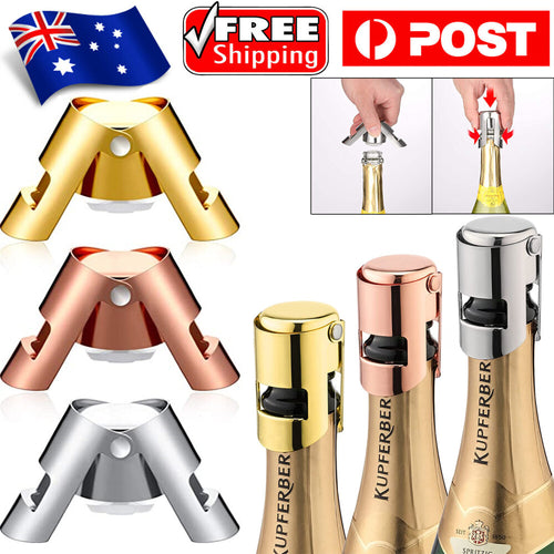 3PCS Stainless Steel Champagne Stopper Sparkling Wine Bottle Plug Cap Sealer AU
