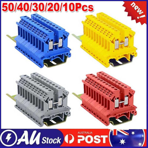 50-10Pcs UK-2.5B 2.5mm 2 DIN Rail Universal Combination Terminal Block Screw AU