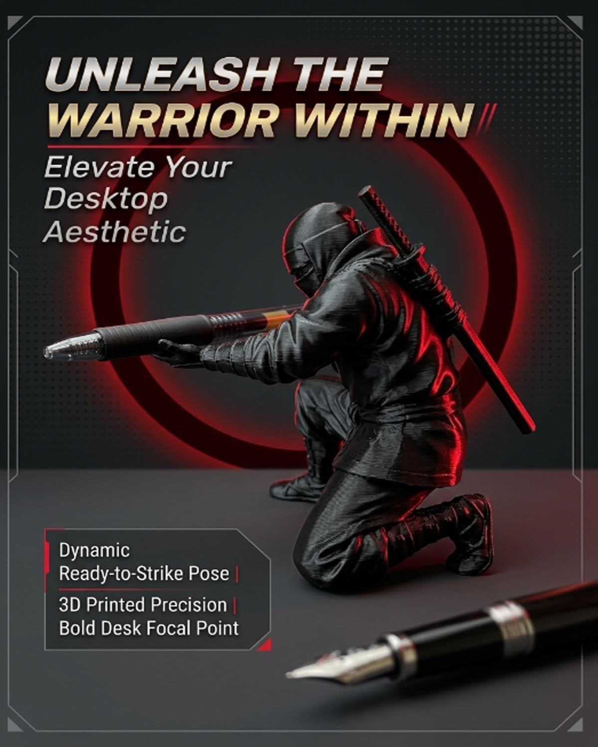 Funny 3D Printing Warrior Ornaments Creative Pen Holder Ninja Ornaments Office