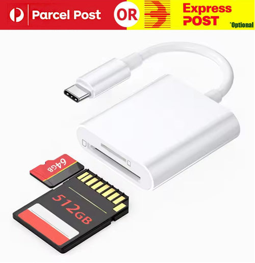 USB C SD Card Reader Compatible with iPhone 15/Mac/iPad 3-Slot USB Type C to SD/TF Card A