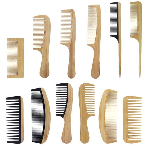 New Natural Bamboo And Wood Comb Smooth Hair Anti-static Scalp Massage Comb AUS
