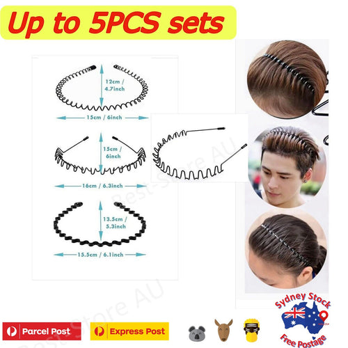 Black Metal Sport Hairband Headband Wave Style Hair band For Unisex Men Women AU
