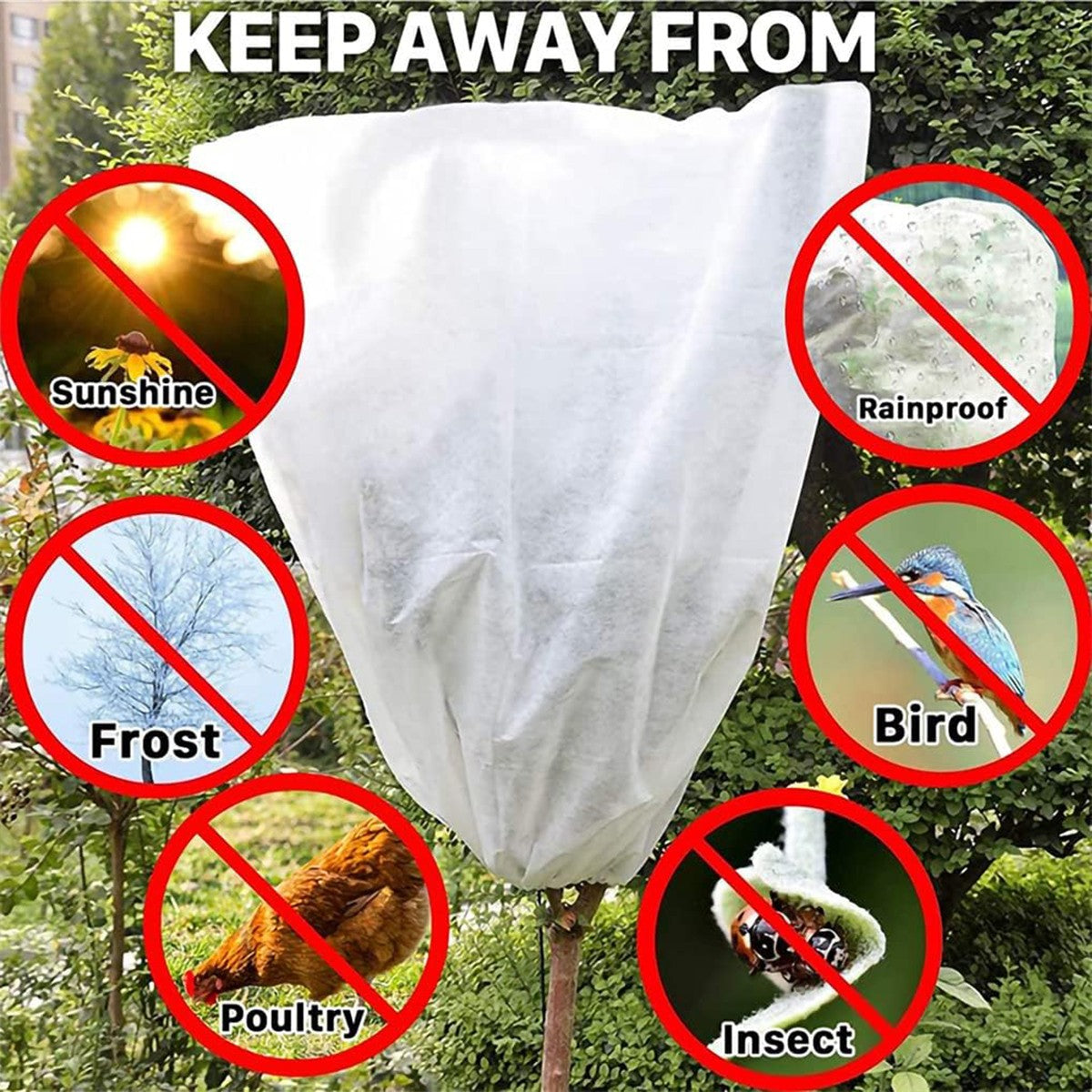 Winter Plant Cover 4 Sizes Frost Proof Non Woven Reusable Windproof Breathable