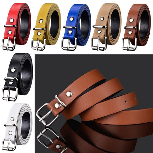 Children Leather Belt Trouser Dress Belts Thin Waist Strap Pin Buckle Waistband