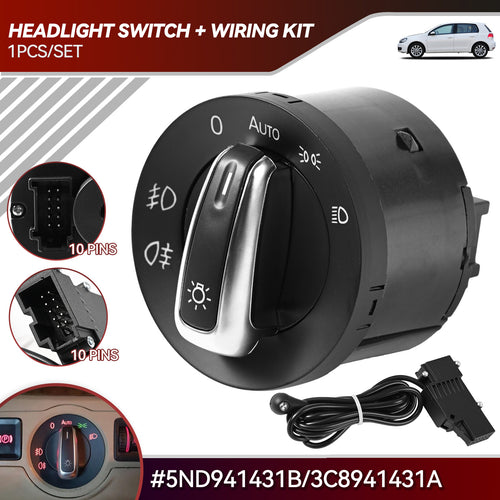 Car Auto Headlight Head Light Switch Sensor Compatible with VW Golf MK6 MK5 GTI Jetta Tiguan