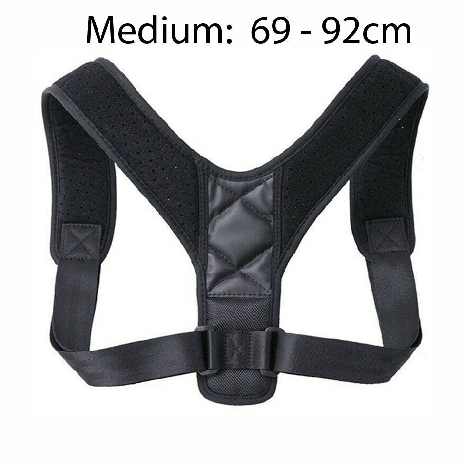 Adjustable Posture Corrector Back Shoulder Brace Neoprene Support Unisex Black