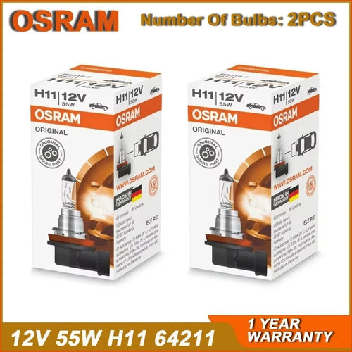 Twin Pack OSRAM H11 globe 64211 12V 55W Halogen Headlight Fog Bulb Original 2pcs – Compatible with OSRAM
