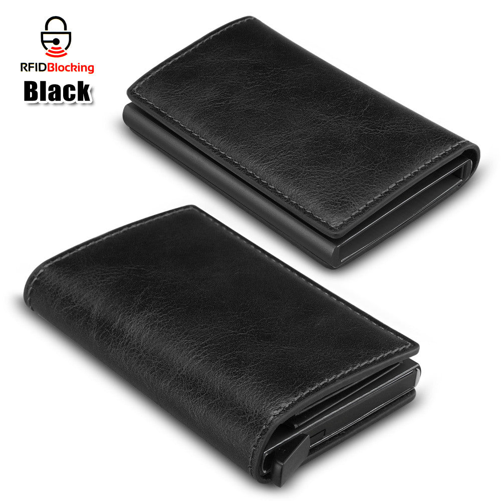 Men's RFID Blocking Leather Wallet Slim Credit Card ID Holder Carbon Fiber Purse