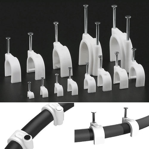 100pcs U Shape Cable Clips Clamp Wire Management Durable Circle Wall Clip Home