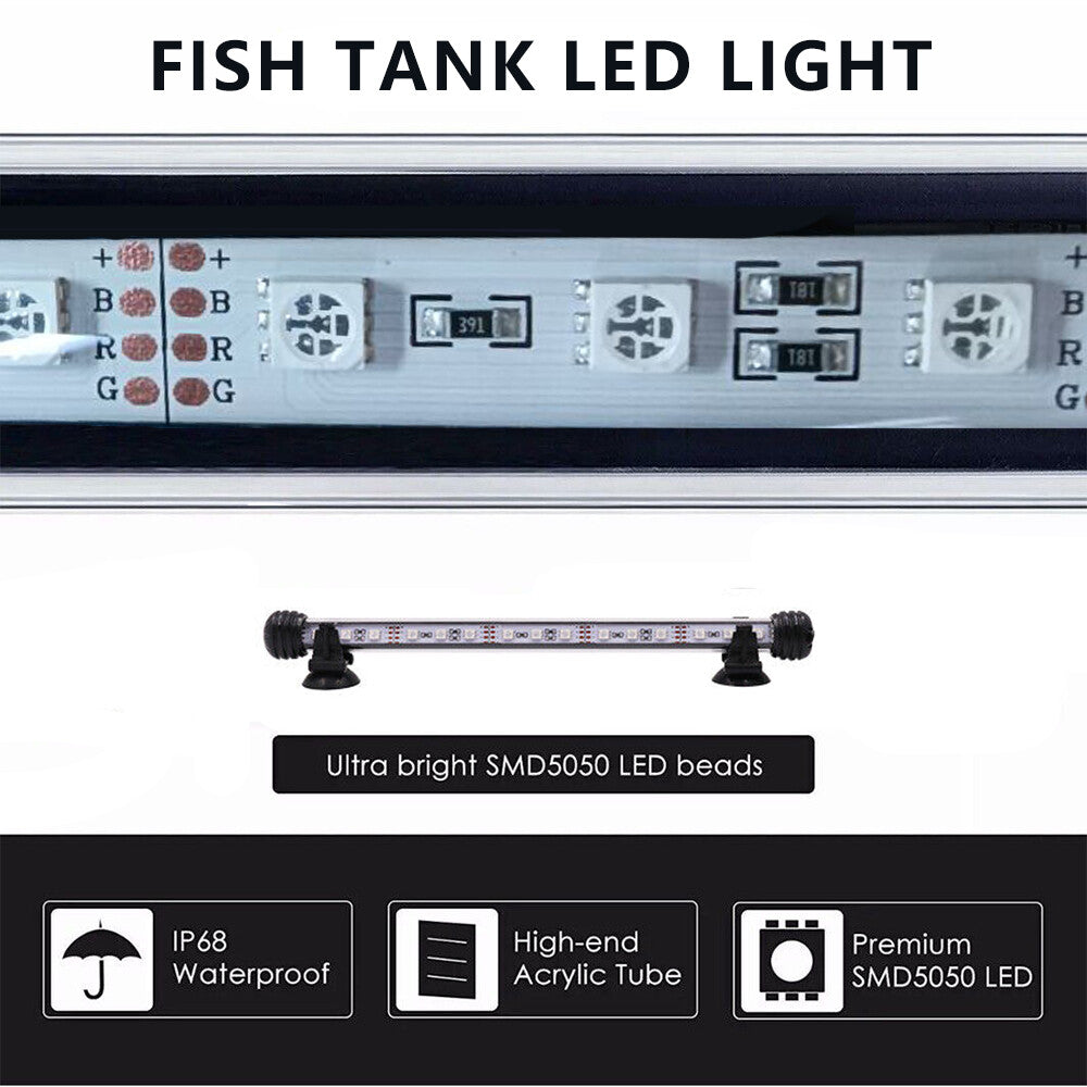 Small Fish Tank Aquarium Light LED Waterproof Full Spectrum Aqua Lamp RGB