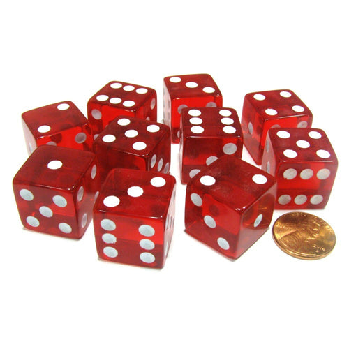 10Pcs Acrylic Red Dice 19mm 6 Sided Dice Table Games Casino Dice Party
