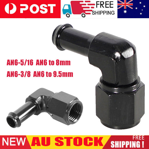 AN6-3/8 AN6-5/16 Barb Hose Fitting 90° Swivel Adapter AN6 Female to 8mm & 9.5mm