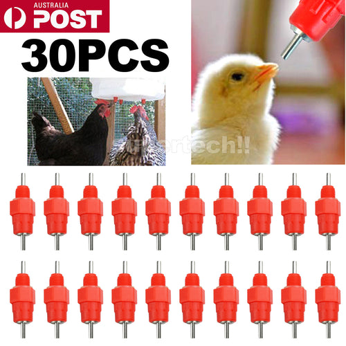 30Pcs Chicken Turkey Water Nipple Drinkers Poultry Duck Hen Bird Drinking Feeder