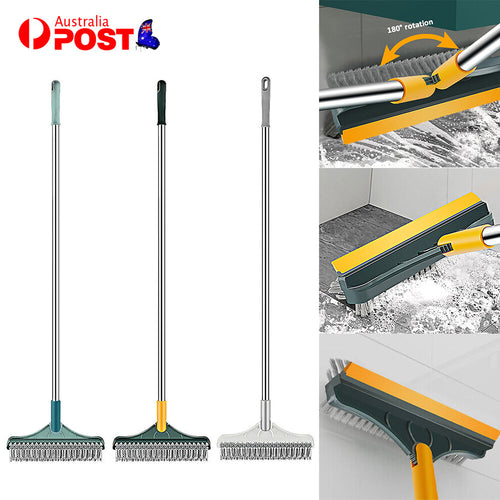 3in1 Floor Brush Scrub Wiper 180 Rotating Head Home Handle Cleaning Bathroom AU