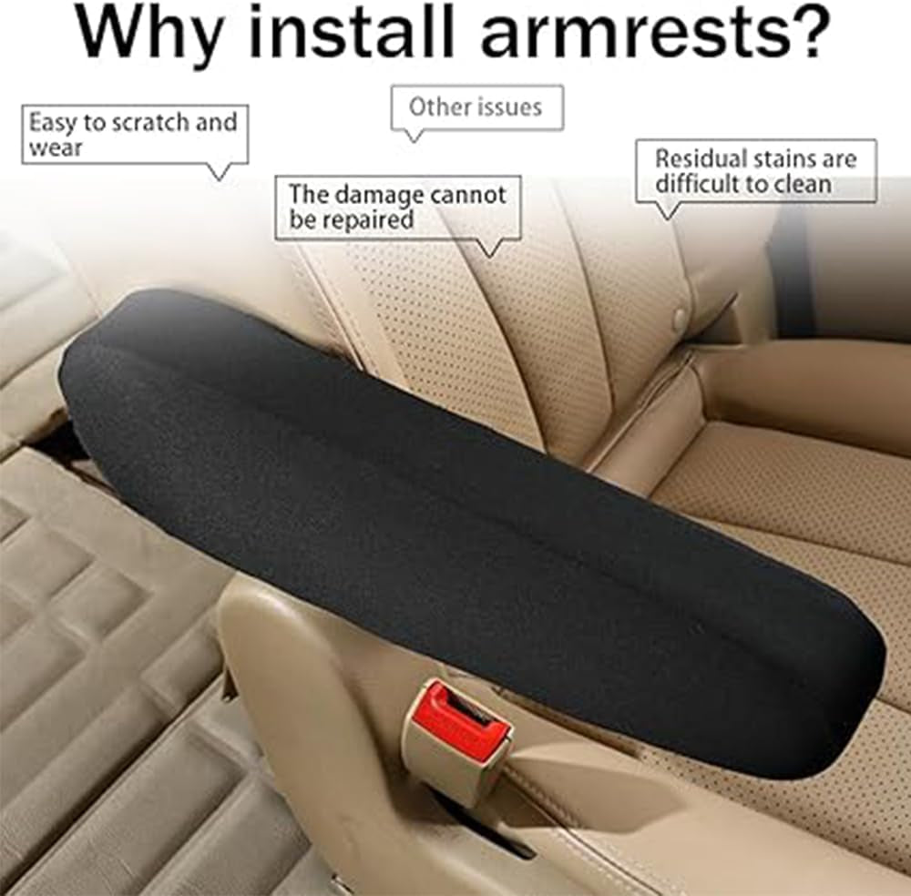2PC Car Front Seat Armrest Covers,Universal Size Seat Arm Rest Cover,Flat Clo...