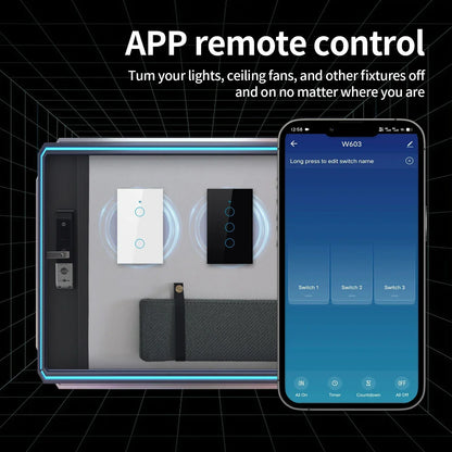 TNCE Tuya US Switch wifi zigbee, 1/2/3/4 gang, No-Neutral/Wire LED light control Wall Button, smart voice with Alexa Google Home