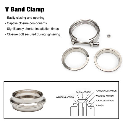 3" inch V-Band Clamp with Stainless Steel flange kit for turbo exhaust downpipes