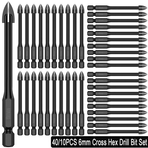 10X 6mm Tile Porcelain Drill Bit Marble Ceramic Glass Brick Shank Hex Spear Head