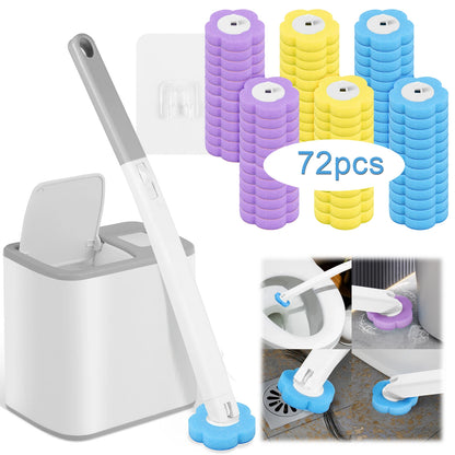 Toilet Brush and Holder Set with Disposable Refills Replacement Head Cleaning Kit Bathroom Cleaning Brush WC Accessories Tool