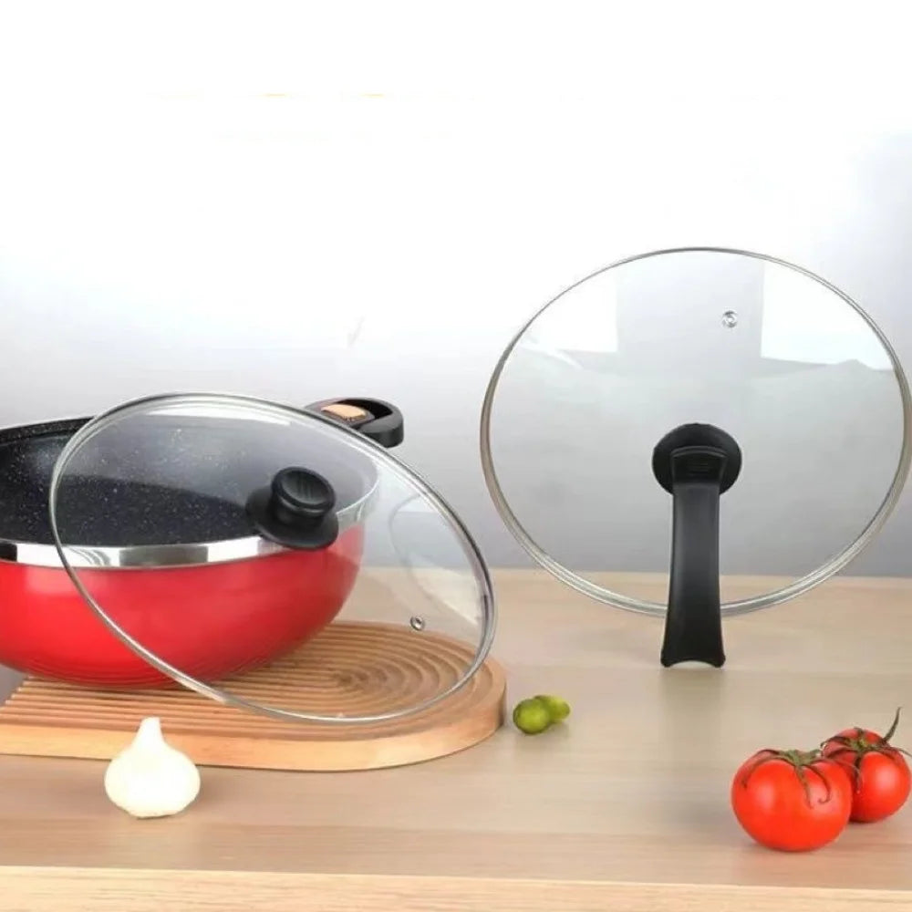Frying Pan Pot Wok Replacement Glass Lid Tempered Round Top Cover 16cm - 36cm