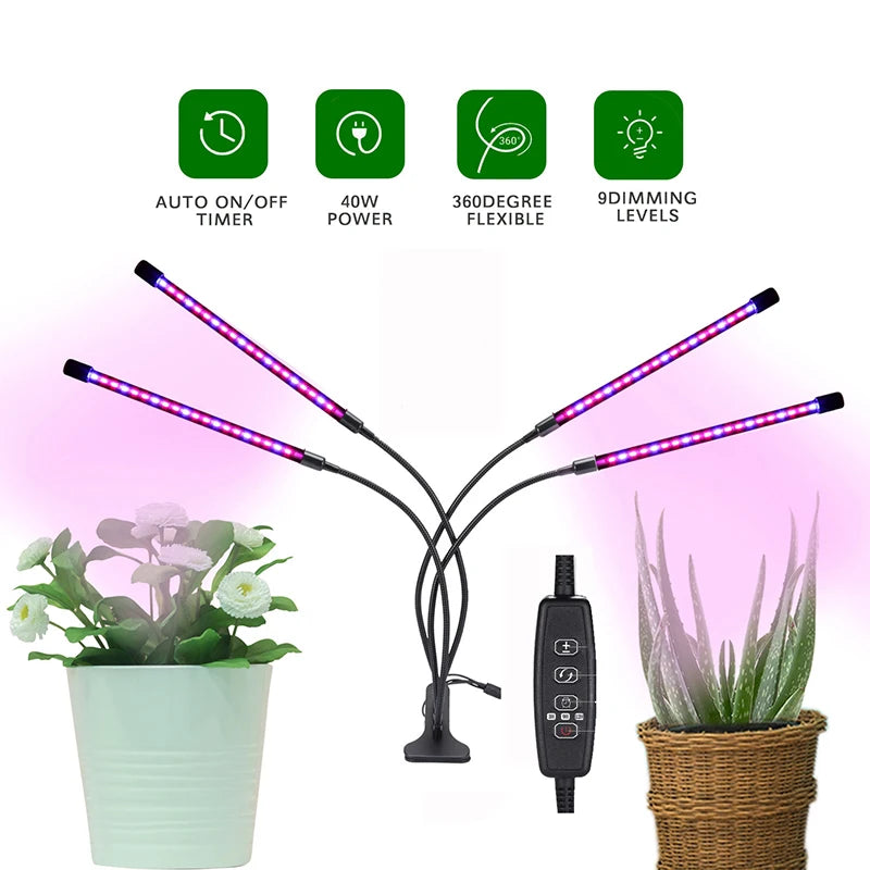 4 Head LED Grow Light with Stand for Indoor Plants Full Spectrum Plant Grow Lamp