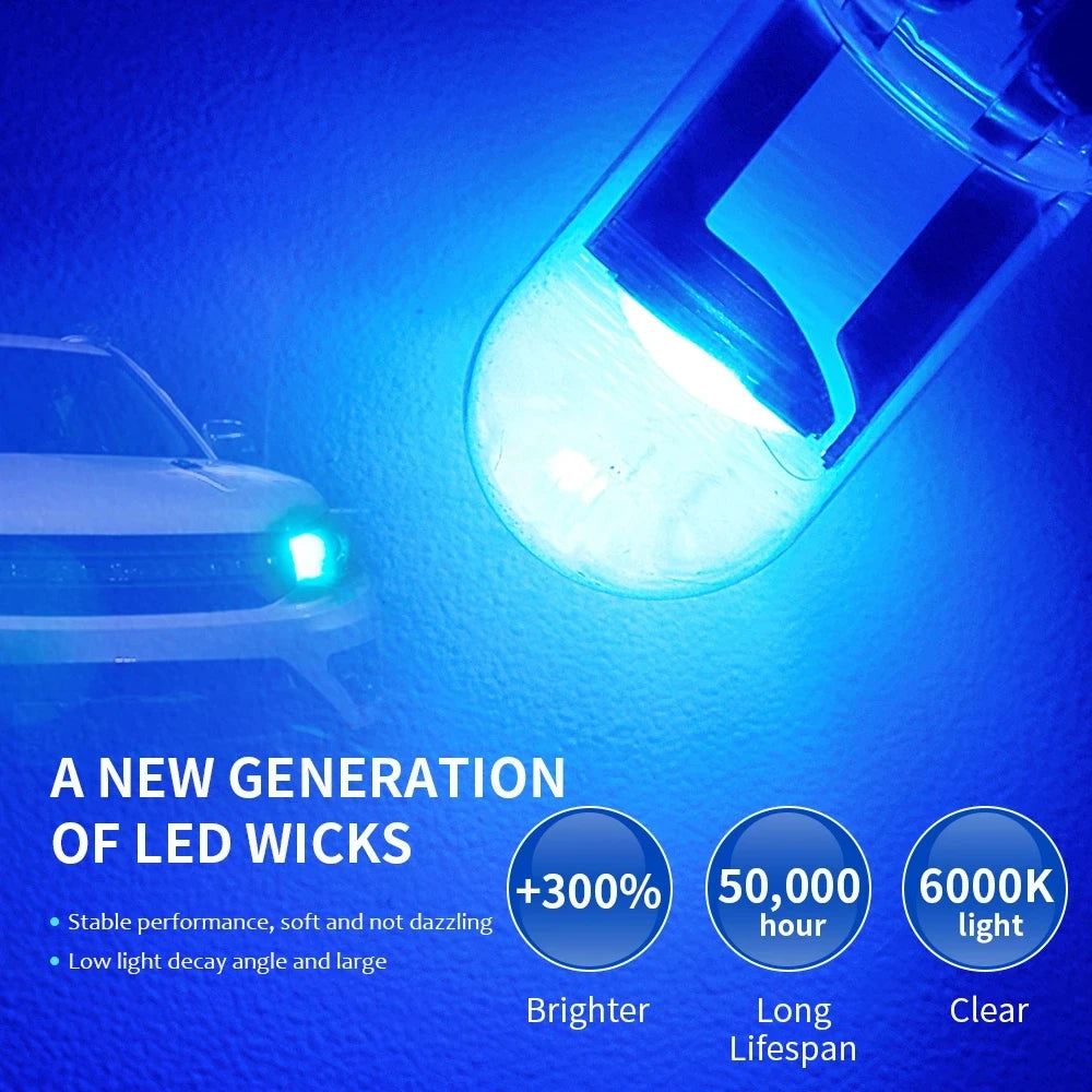 10X White T10 194 168 W5W COB Waterproof Bright Wedge Interior LED Light Bulb