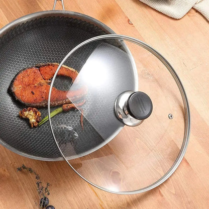 Frying Pan Pot Wok Replacement Glass Lid Tempered Round Top Cover 16cm - 36cm