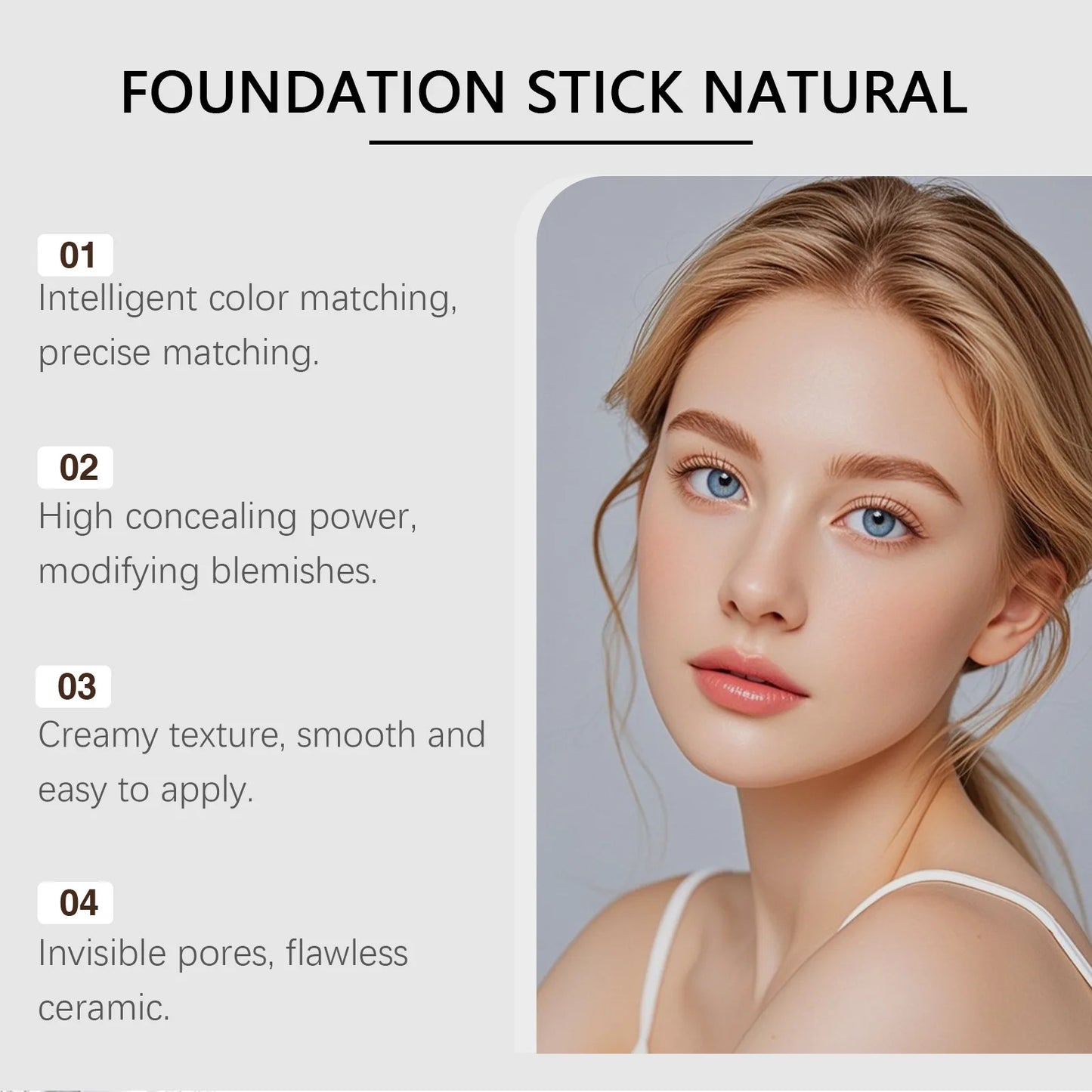 Color Changing Foundation Stick Waterproof Sweatproof Lightening Full Coverage Concealer 2 in 1 Stick Foundation Makeup Brushes