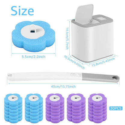 Toilet Brush and Holder Set with Disposable Refills Replacement Head Cleaning Kit Bathroom Cleaning Brush WC Accessories Tool