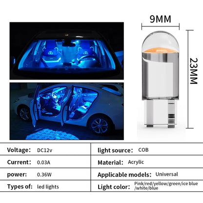 10X White T10 194 168 W5W COB Waterproof Bright Wedge Interior LED Light Bulb