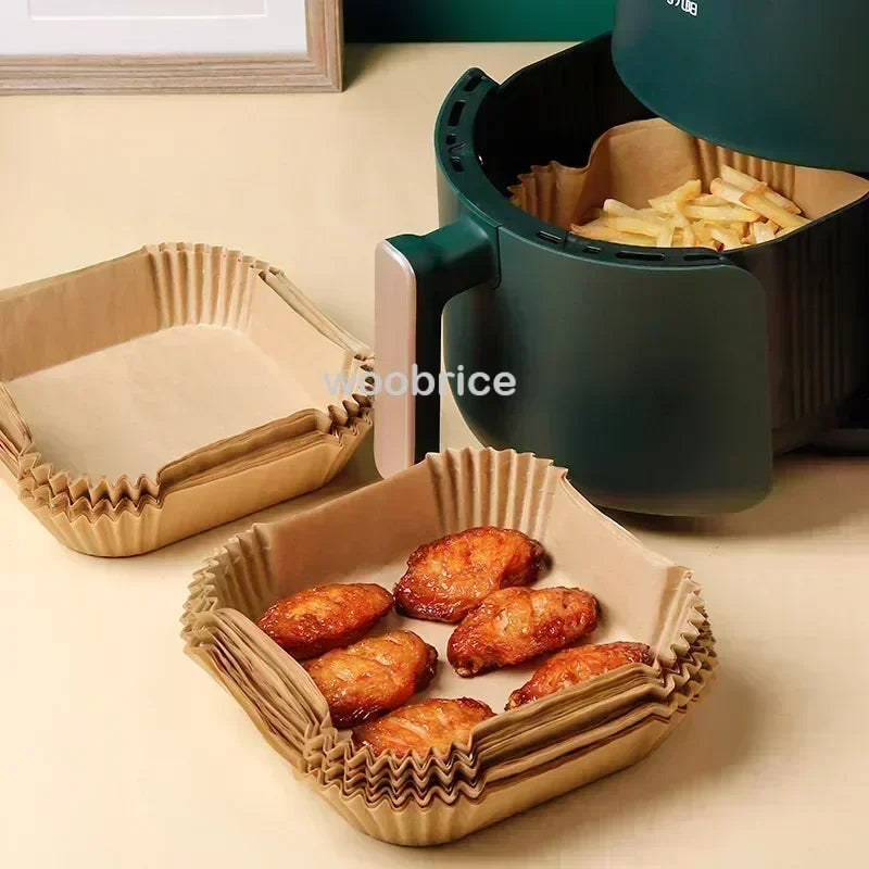 100pcs Air Fryer Disposable Paper Liner Square Food Grade Parchment Paper Liners