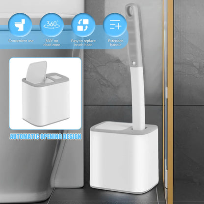 Toilet Brush and Holder Set with Disposable Refills Replacement Head Cleaning Kit Bathroom Cleaning Brush WC Accessories Tool