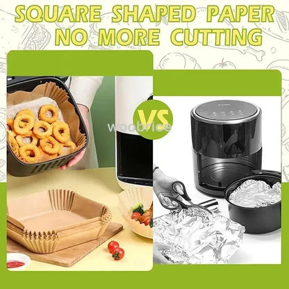100pcs Air Fryer Disposable Paper Liner Square Food Grade Parchment Paper Liners