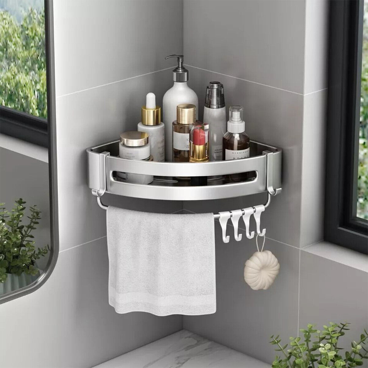 Wall Mounted Triangle Corner Shelf Bathroom Storage Rack for Shower Toiletries