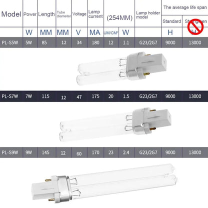 G23/2G7 9W UV Bulb Lamp Light Tube UVC for Pond / Aquarium Steriliser Filters