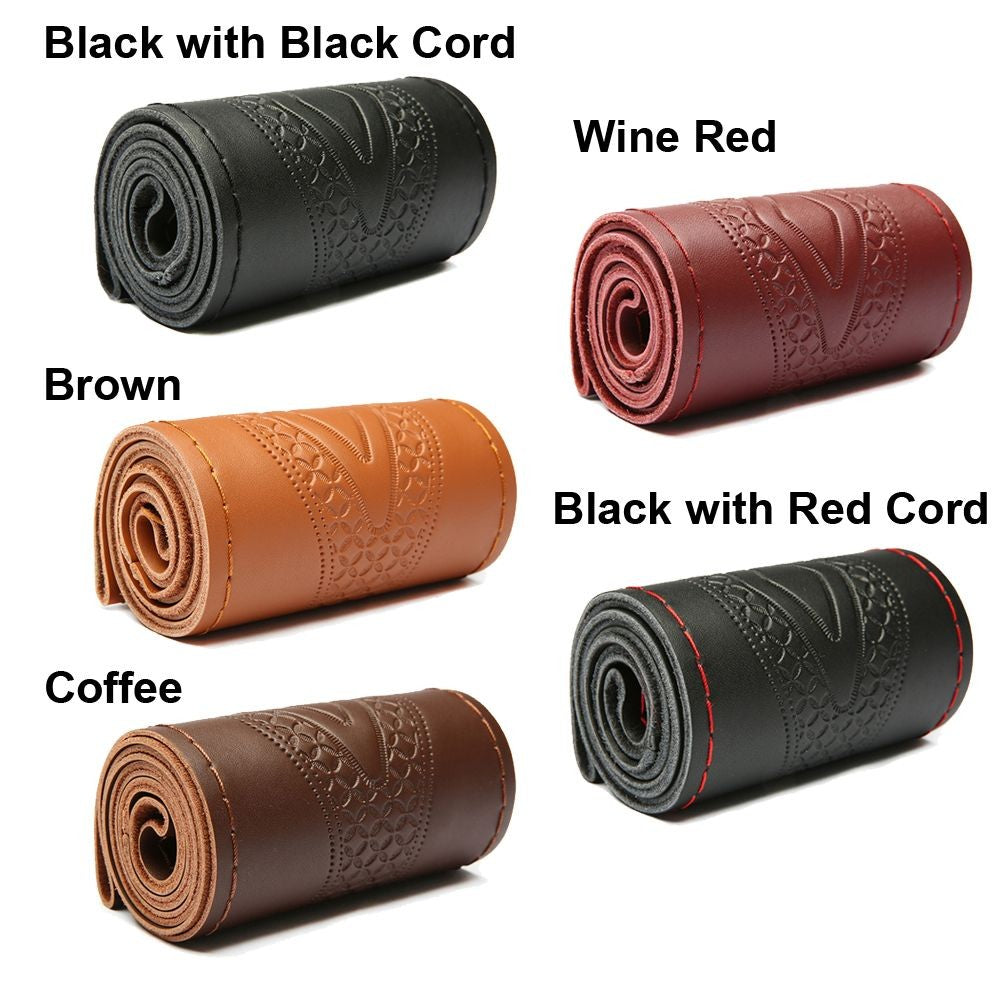 Auto Steering Wheel Genuine Leather Cowhide Braid Car Steering Wheel Cover