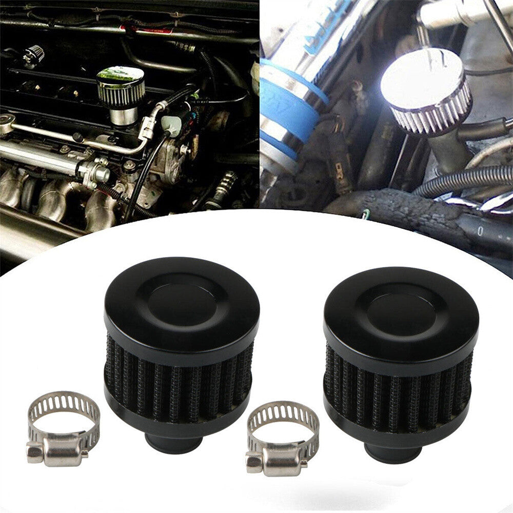 2pc Car 12mm Oil Mini Air Filter Intake Vent Valve Cover Breather Fuel Crankcase