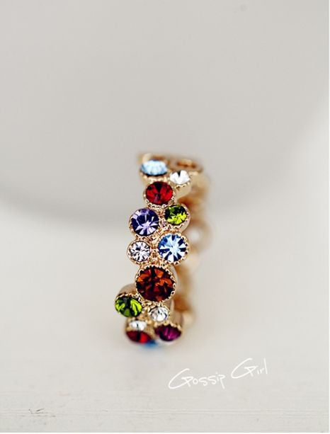 18K GOLD Filled Women's Multi Color Wedding Engagement Ring SWAROVSKI Crystal
