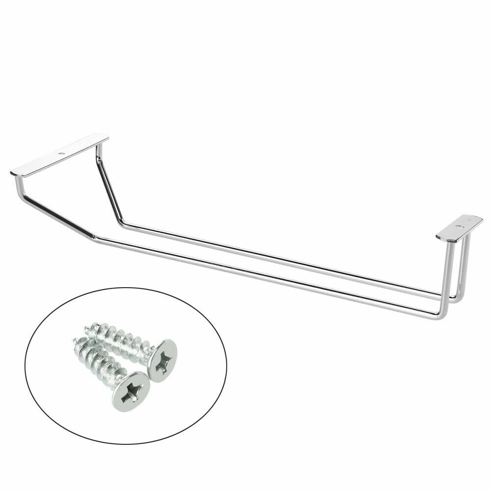 27/35/55cm Wine Rack Holder Chrome Hanging Hanger Glass Cup Shelf Wall Mounted