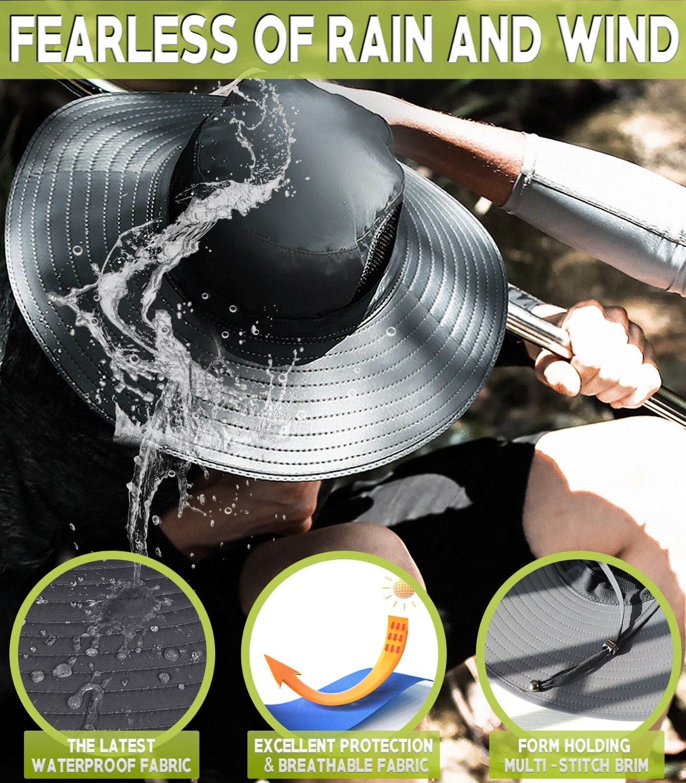 Big Head Sun Hat UPF50 for Large Head, XXL Bucket Hat Men/Women, Waterproof Wide