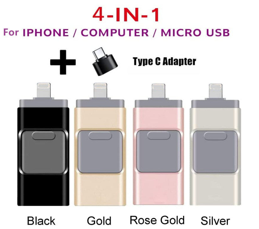 4 in 1 Memory Photo Stick USB 3.0 Flash Drive Type Compatible with iPhone Android iPad AU
